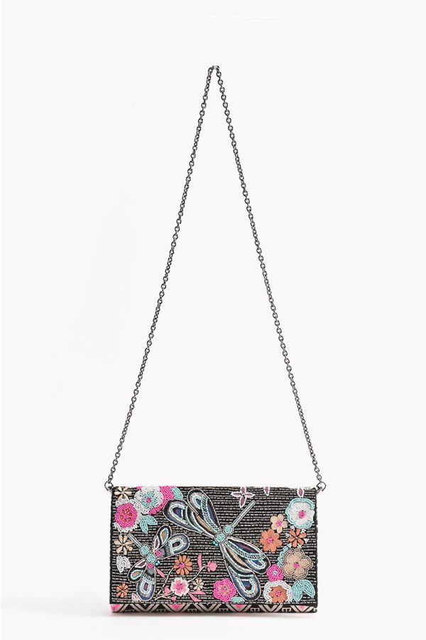 Dragonfly Embellished Flap Clutch - Image 2