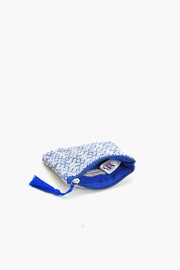 Blue Handwoven Jacquard Coin Bag - Image 2