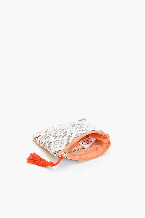 Ivory Handwoven Jacquard Coin Bag - Image 2