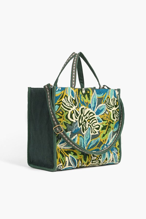 Evergreen Monstera Embellished Bag - Image 3