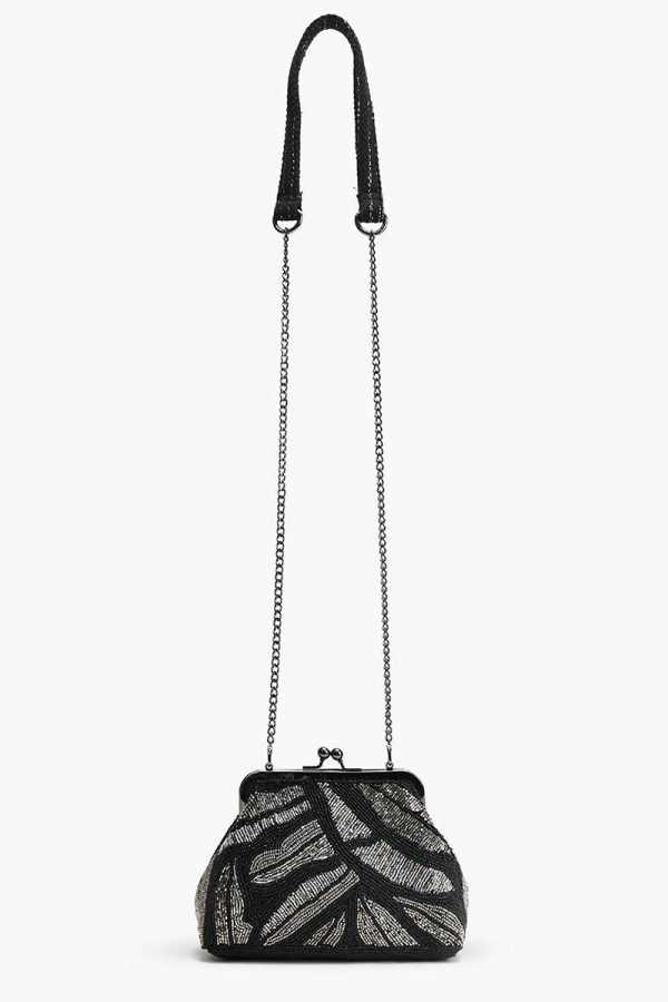 Midnight Silver Swirl Frame Clutch - Image 2