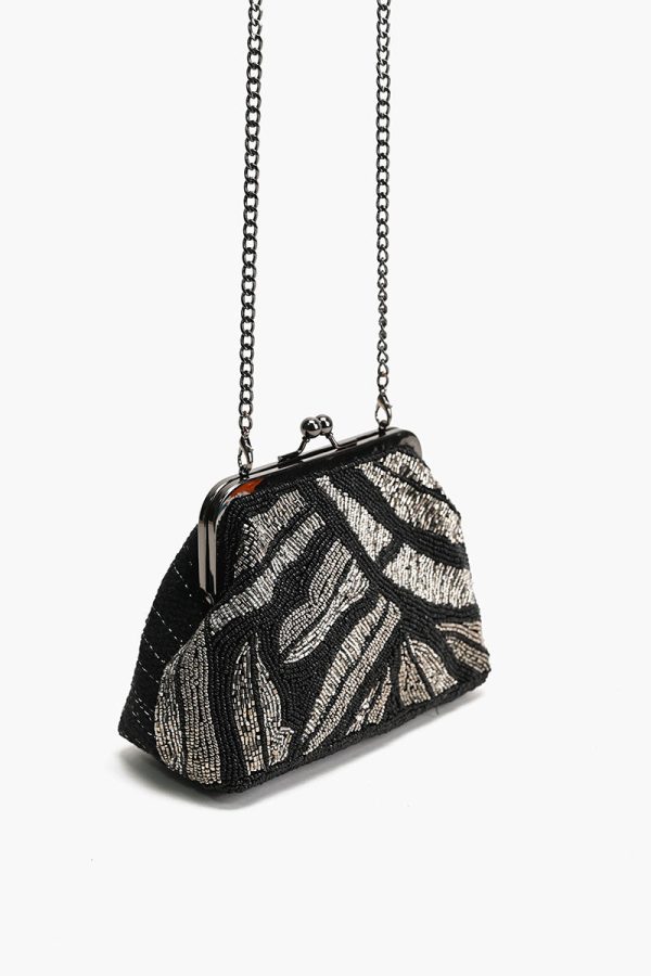 Midnight Silver Swirl Frame Clutch - Image 4