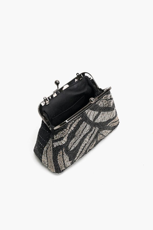 Midnight Silver Swirl Frame Clutch - Image 5