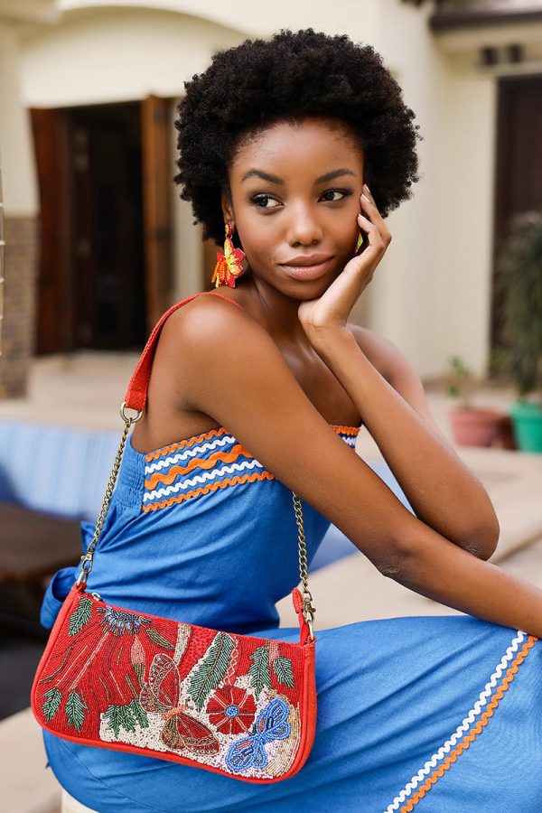 Vermilion Butterfly Bloom Shoulder Bag - Image 6
