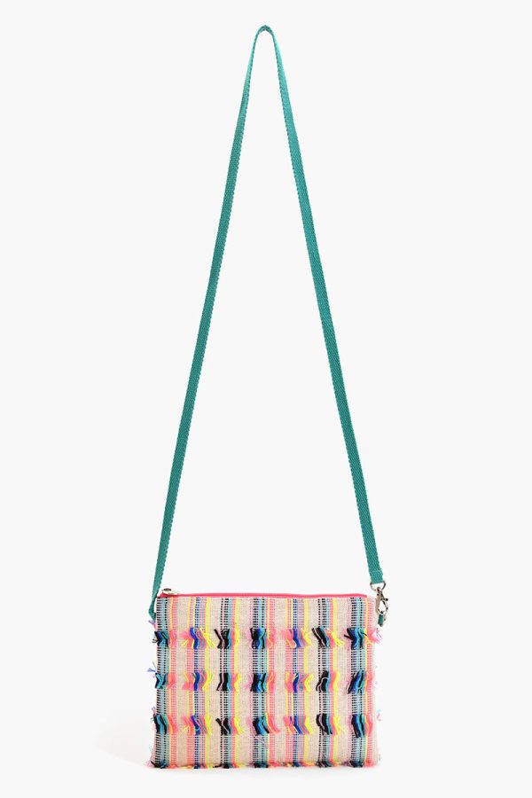 Fringed stripe Spring Top Zip Clutch - Image 2