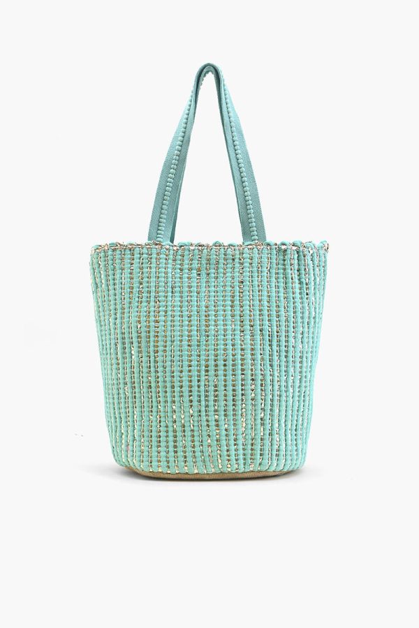Natural Beauty Upcyled Hand Woven Mint Tote - Image 4