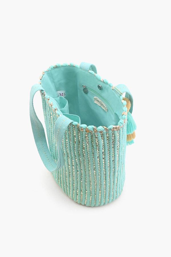 Natural Beauty Upcyled Hand Woven Mint Tote - Image 5