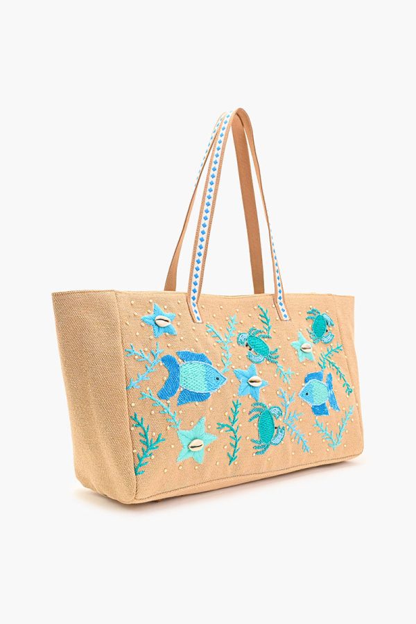 Marine Life Embellished Beach Tote - Image 3