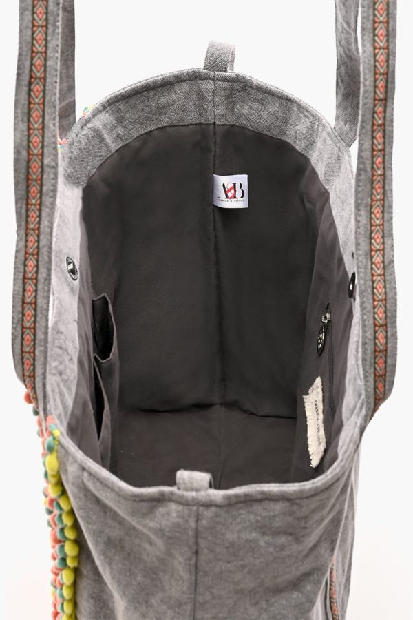 Gargoyle Embellished Gray Hand Beaded Tote - Image 5