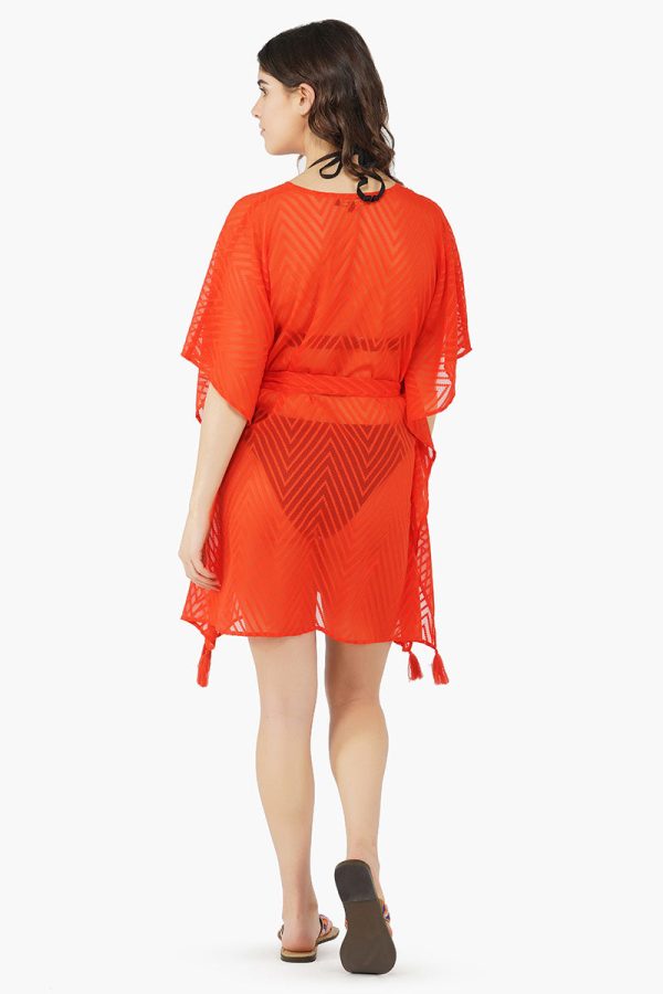 Red Front Open Cover Up Kimono - Image 4