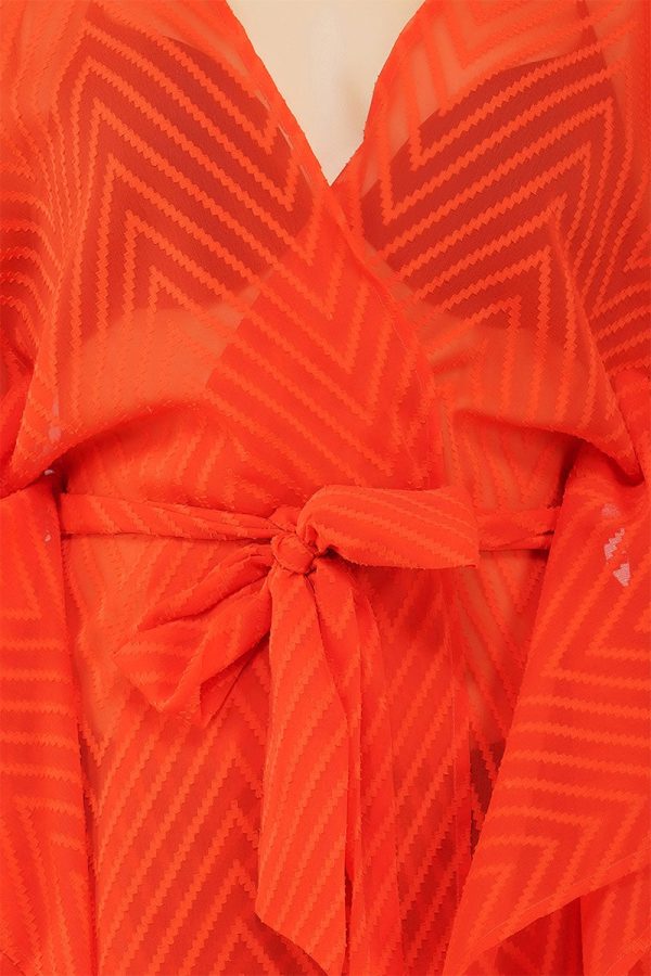 Red Front Open Cover Up Kimono - Image 5