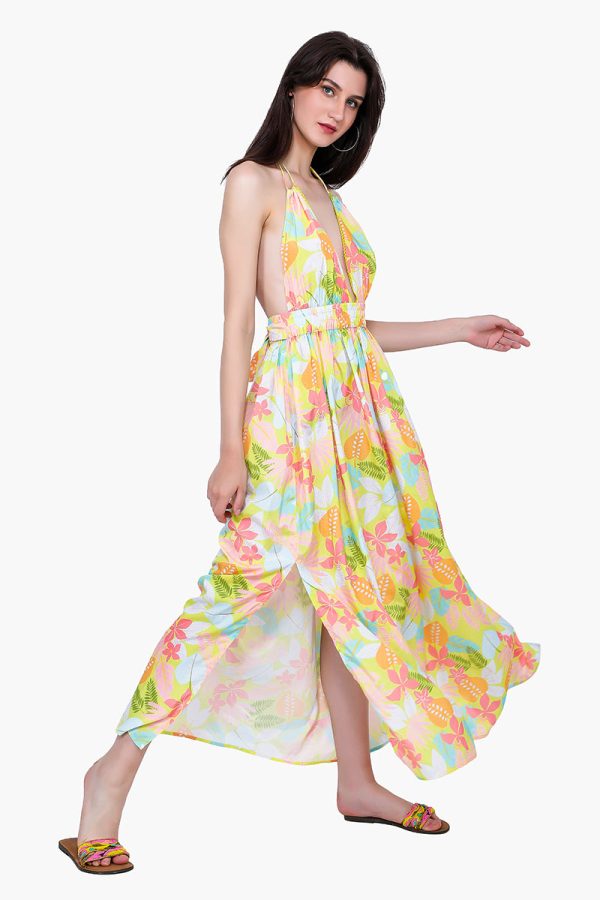 Lime Floral Maxi Dress - Image 2