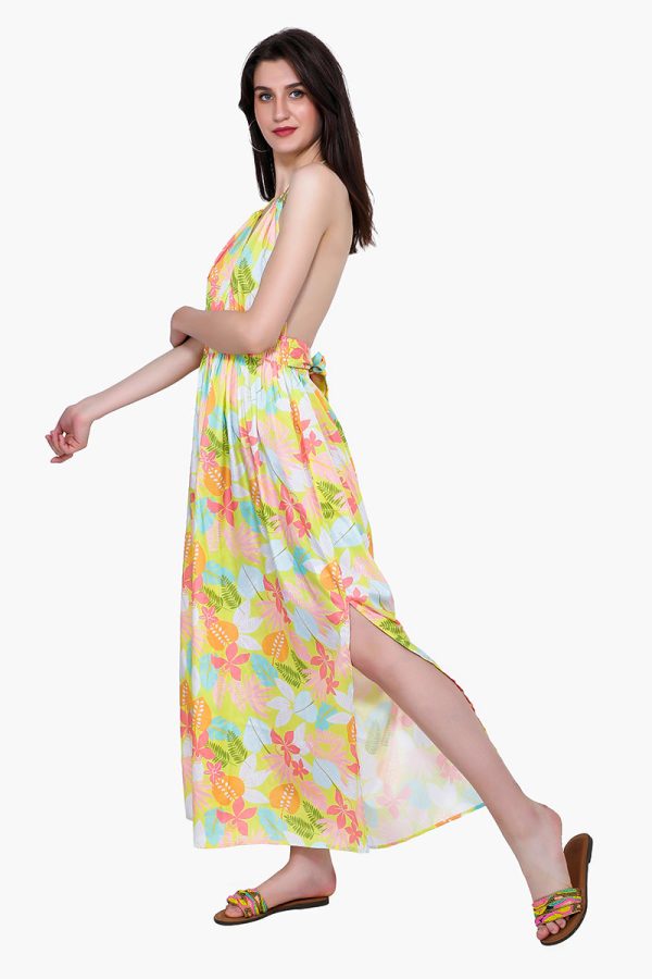 Lime Floral Maxi Dress - Image 3