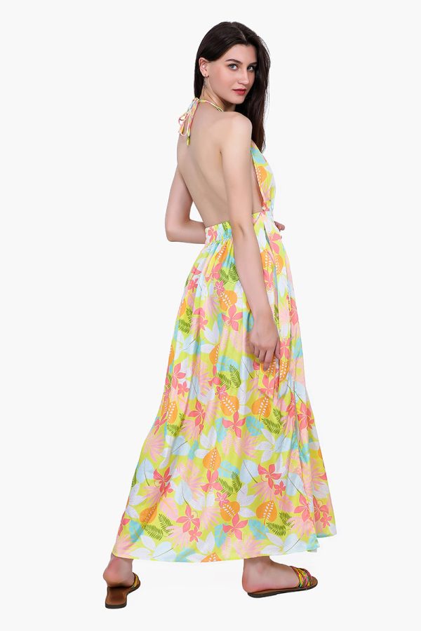Lime Floral Maxi Dress - Image 4