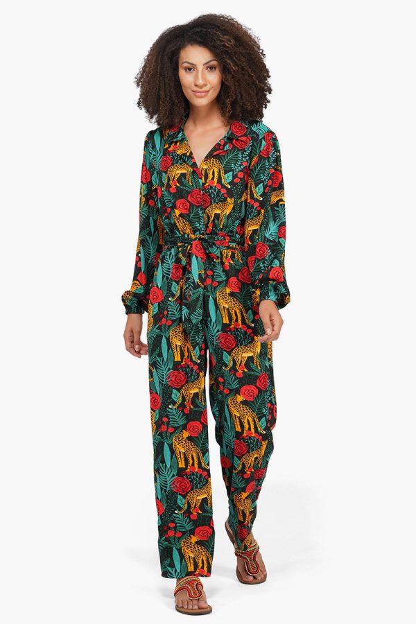 Jaguar Dreams Animal Print Full Sleeves Jumpsuit - Image 2