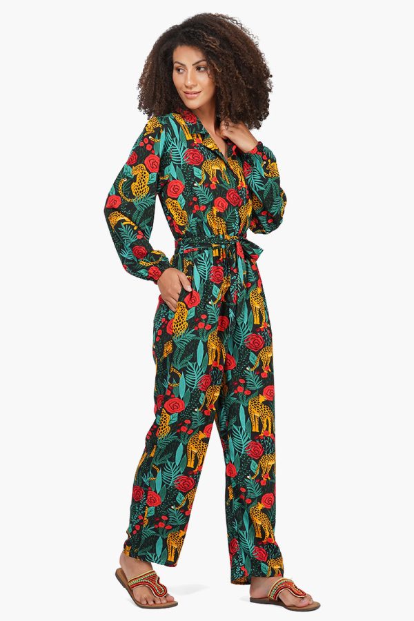 Jaguar Dreams Animal Print Full Sleeves Jumpsuit - Image 3