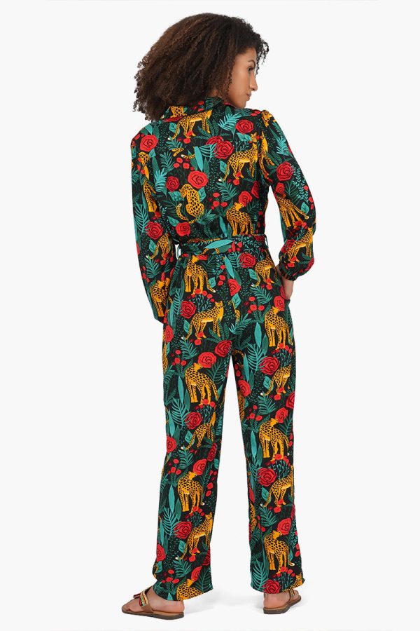 Jaguar Dreams Animal Print Full Sleeves Jumpsuit - Image 5