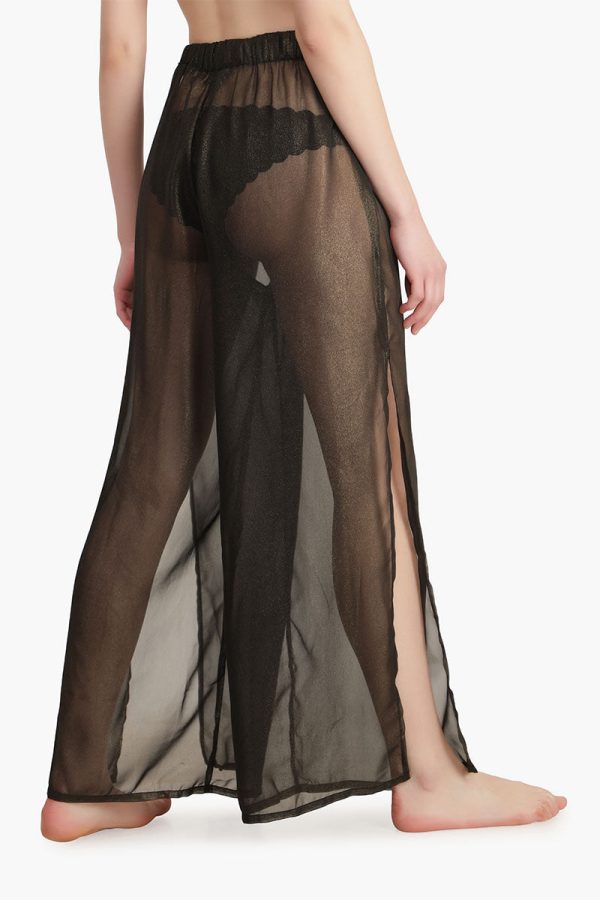 Black Shimmer Sheer Cover Up Pants - Image 4