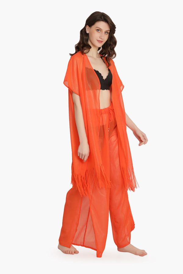 Orange Shimmer Sheer Cover Up - Image 2