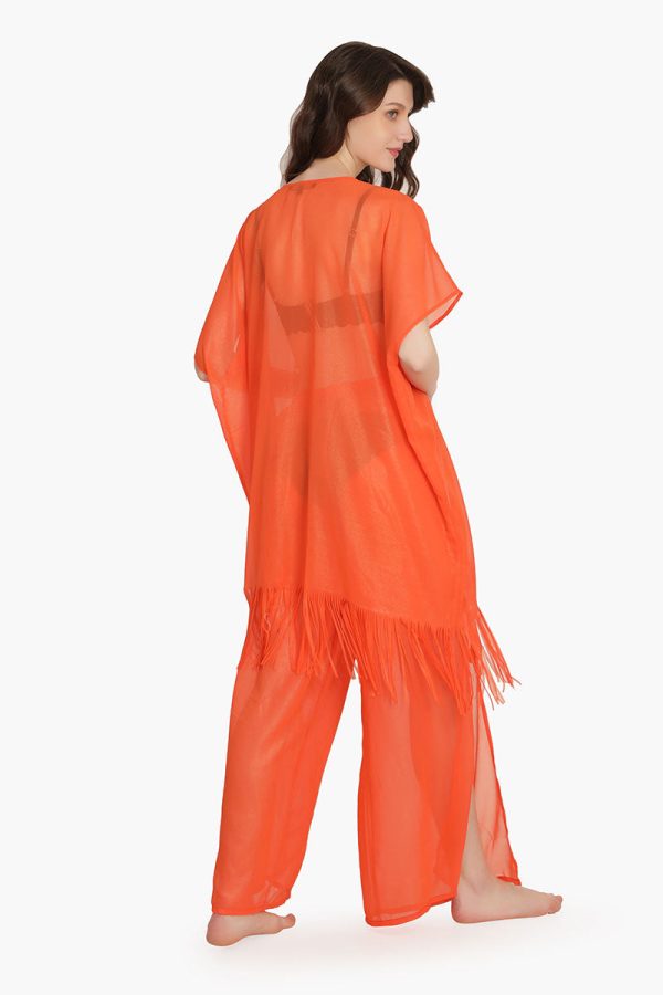 Orange Shimmer Sheer Cover Up - Image 4