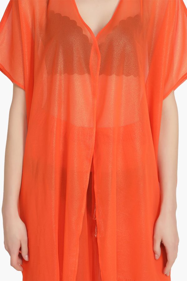 Orange Shimmer Sheer Cover Up - Image 5
