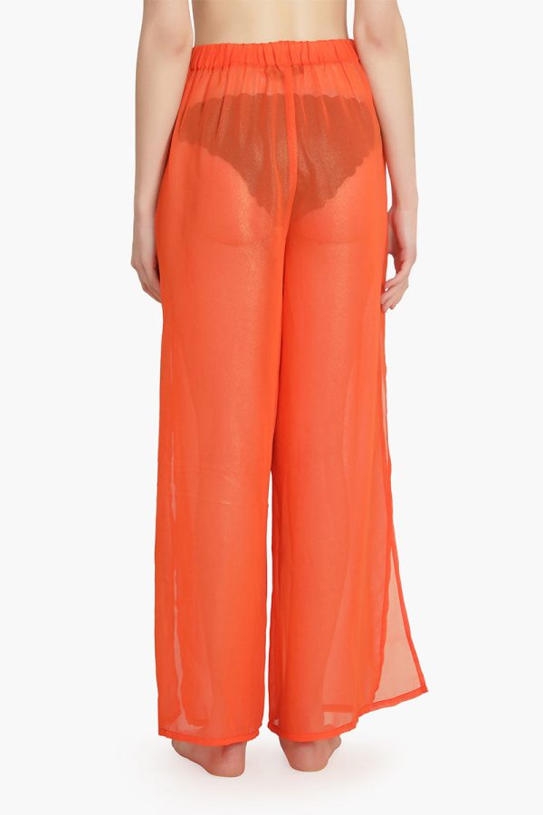 Orange Shimmer Sheer Cover Up Pants - Image 4