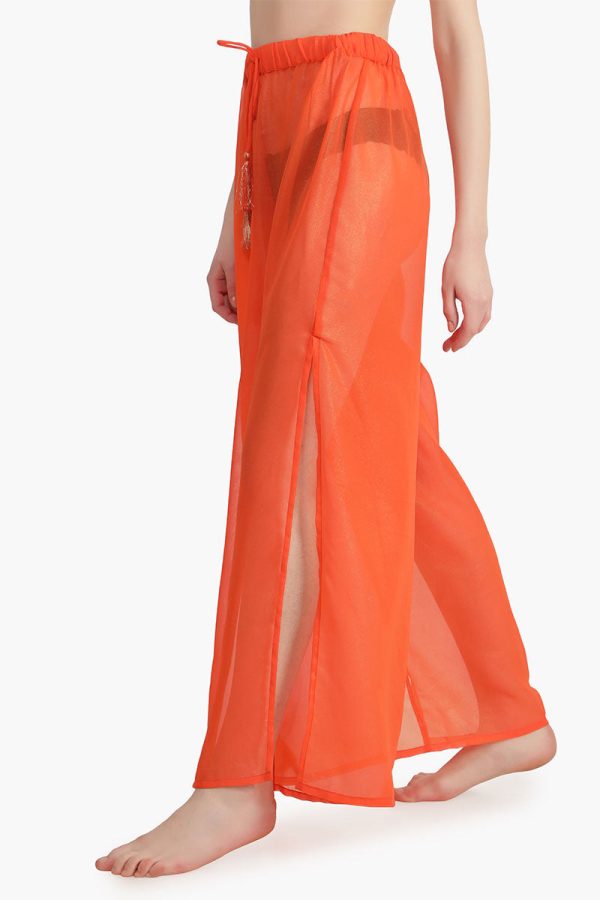 Orange Shimmer Sheer Cover Up Pants - Image 5