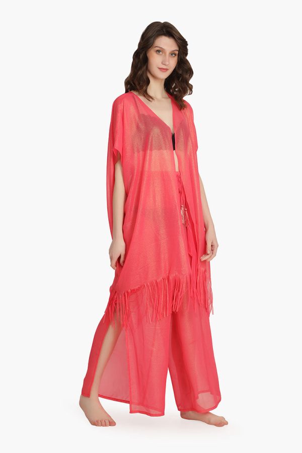 Pink Shimmer Sheer Cover Up - Image 2