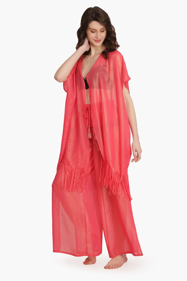 Pink Shimmer Sheer Cover Up - Image 3