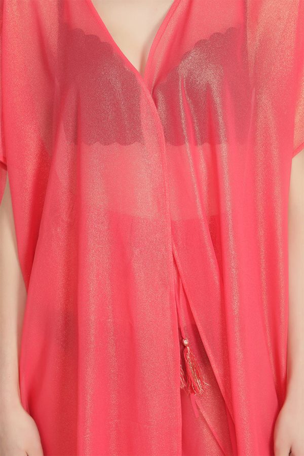 Pink Shimmer Sheer Cover Up - Image 5