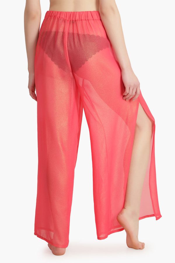 Pink Shimmer Sheer Cover Up Pants - Image 4