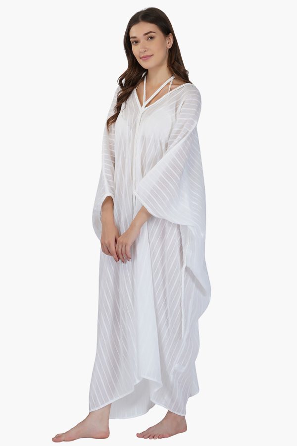 White Cotton Dobby Cover up - Image 3