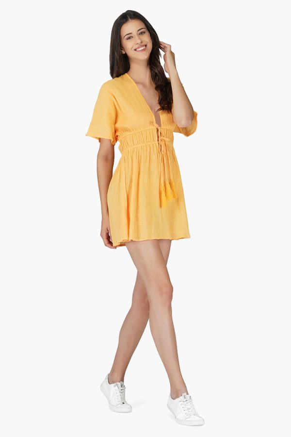 Amber Cotton Crepe Short Dress - Image 3