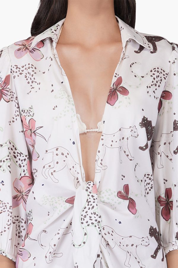 Jaguar Floral Front Tie Cover Up - Image 5