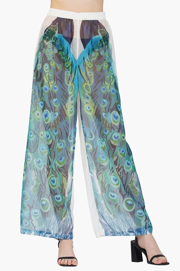 Peacock Chiffon Cover Up Pants - Image 4