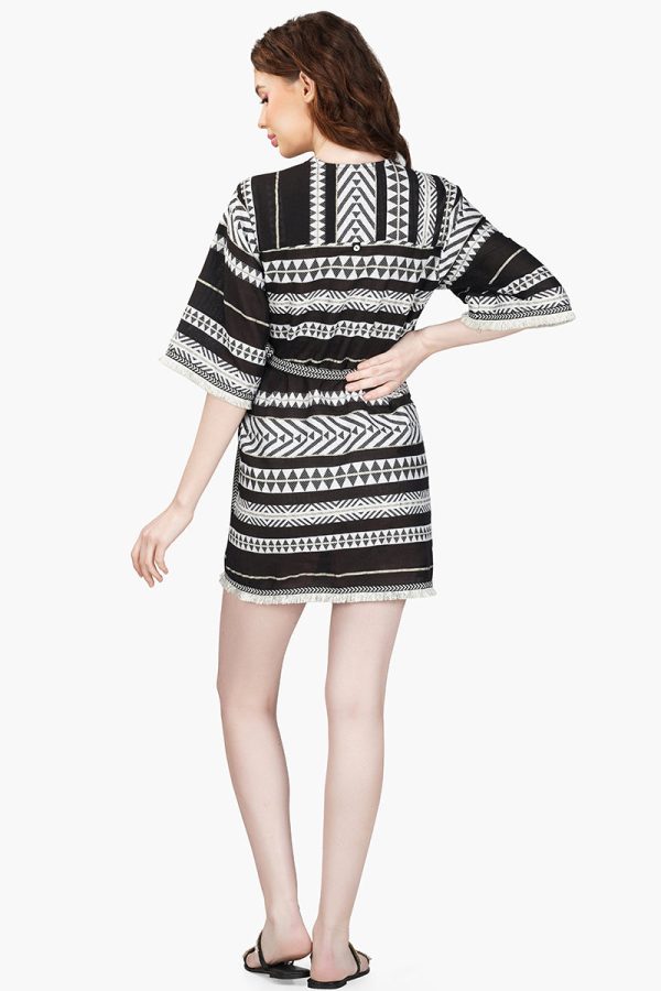 Lori Mexican Striped Kimono Cover Up Dress - Image 4
