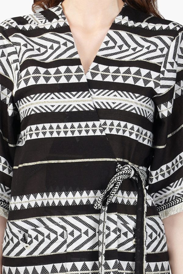 Lori Mexican Striped Kimono Cover Up Dress - Image 5