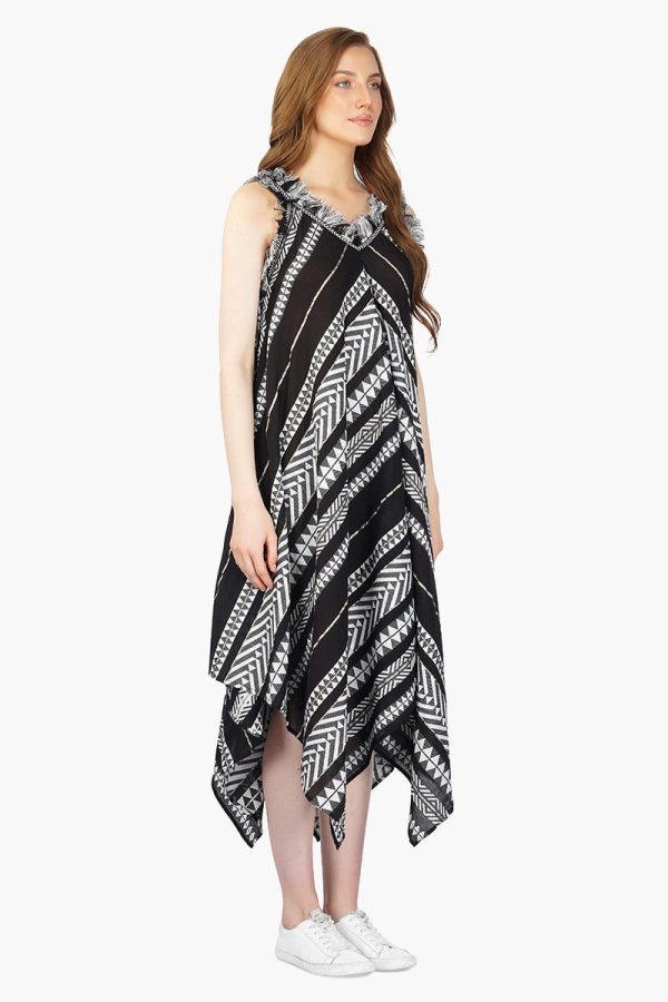 Lori Mexican Striped Hankerchief Hem Dress - Image 2