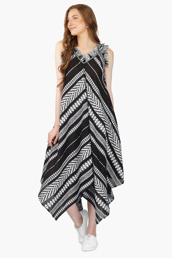 Lori Mexican Striped Hankerchief Hem Dress - Image 3