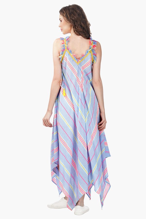 Samantha Striped Lace Hankerchief Hem Dress - Image 4
