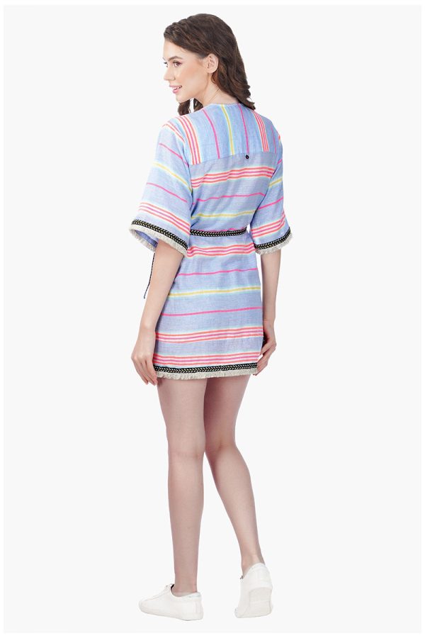 Samantha Striped Lace Kimono with Tie Waist - Image 4