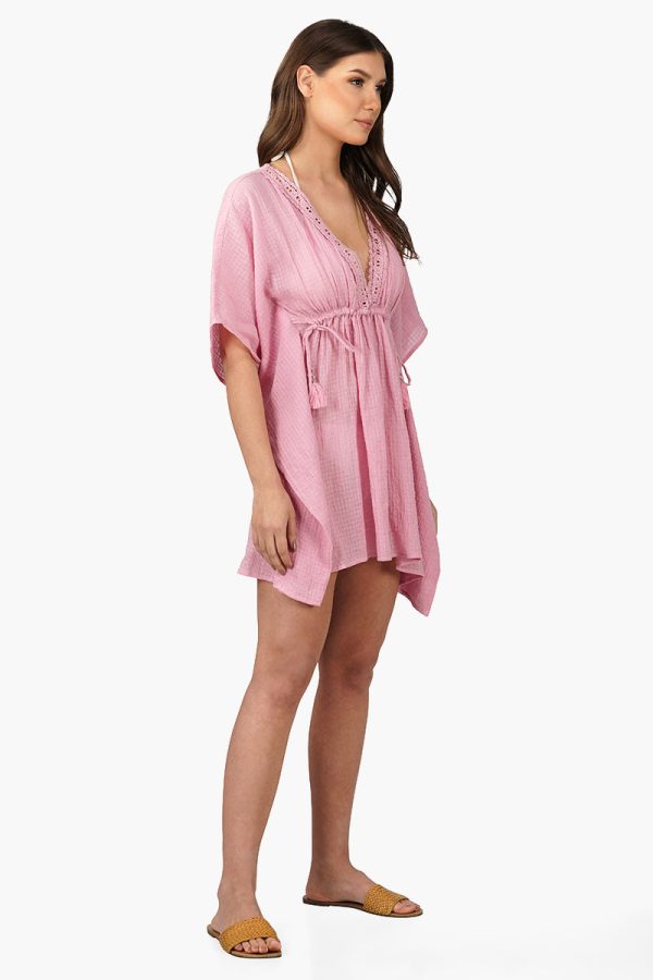 Wild Rose Cotton Lace Cover Up Kaftan - Image 2