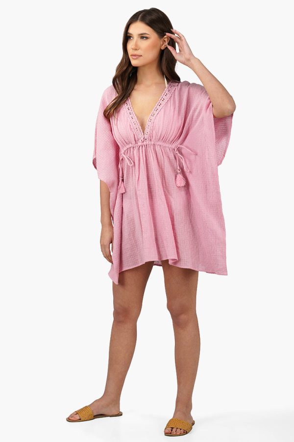 Wild Rose Cotton Lace Cover Up Kaftan - Image 3