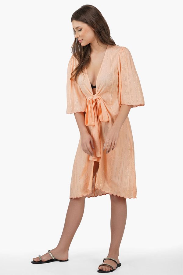 Sandy Viscose Lurex Striped Cover Up - Image 3