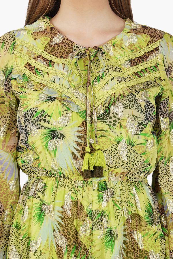 Lime Green Leopard Printed Romper - Image 5