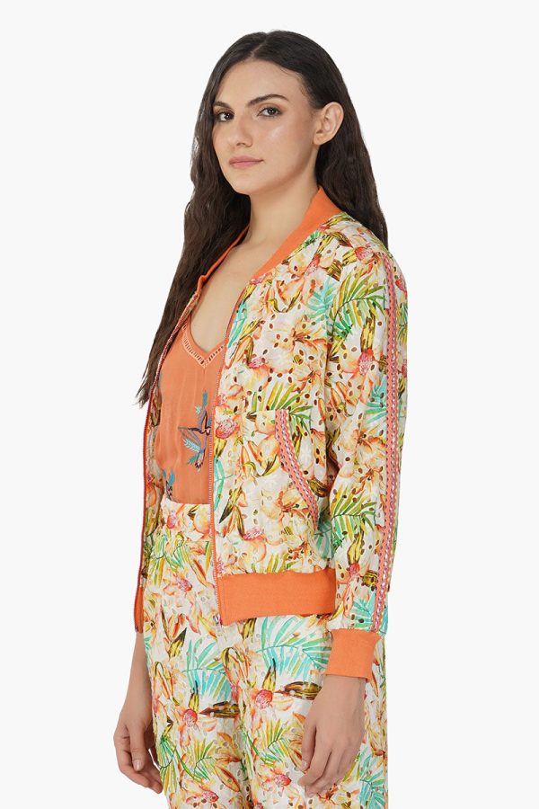 Tangerine Floral Bomber - Image 2
