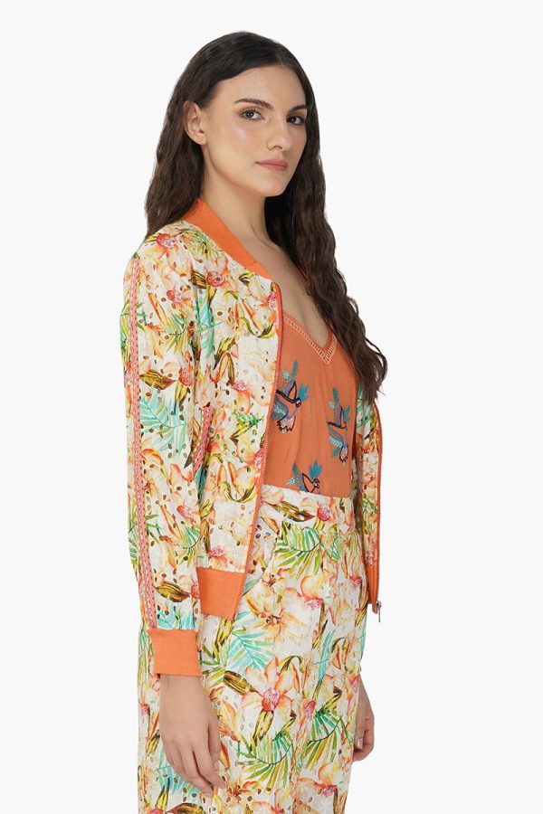 Tangerine Floral Bomber - Image 3