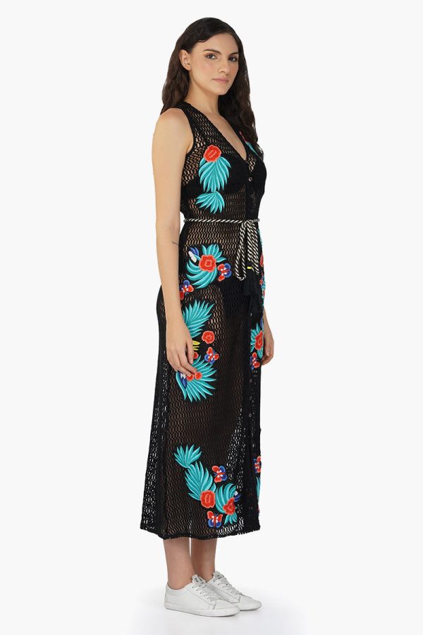 Maison Black Embroidered Shirt Dress - Image 2