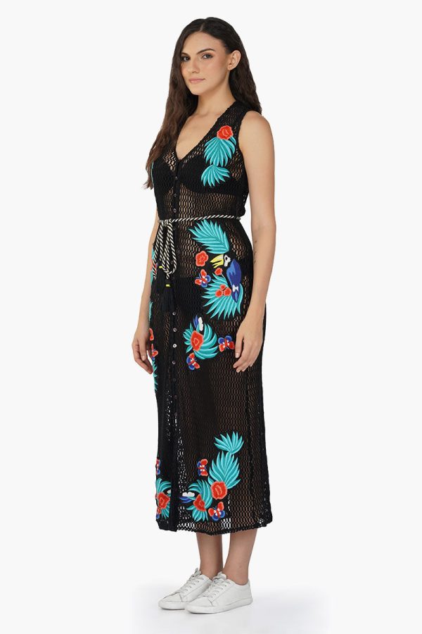 Maison Black Embroidered Shirt Dress - Image 3