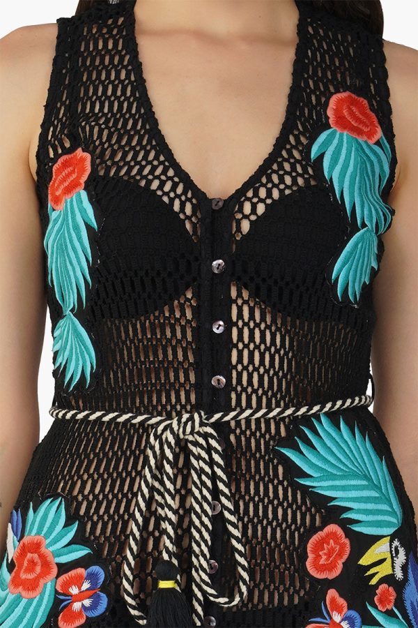 Maison Black Embroidered Shirt Dress - Image 5